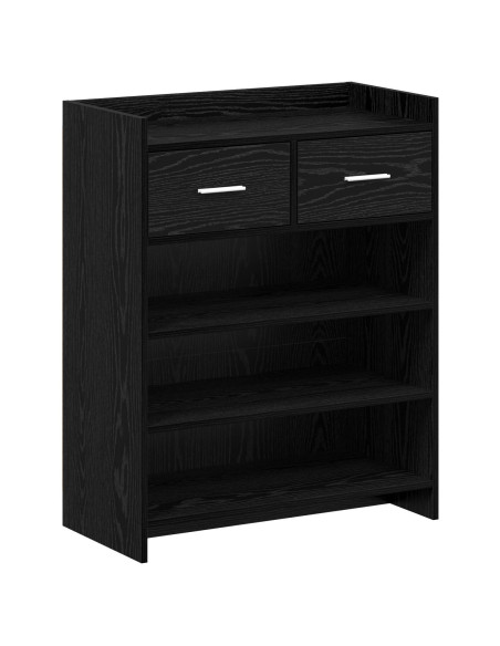 Mobile per scarpe con cassetto Rovere Nero 73,5 x 36 x 92 cm