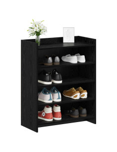 Mobile per scarpe Rovere Nero 73,5 x 36 x 92 cm 2