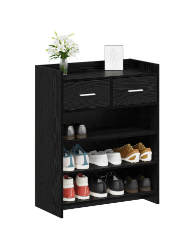 Mobile per scarpe con cassetto Rovere Nero 73,5 x 36 x 92 cm