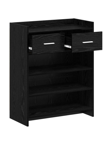 Mobile per scarpe con cassetto Rovere Nero 73,5 x 36 x 92 cm