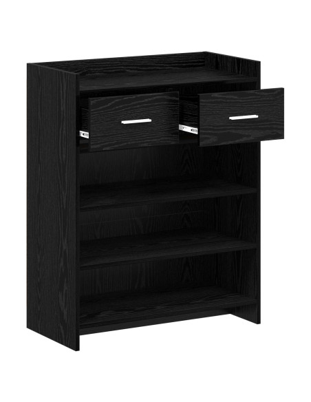 Mobile per scarpe con cassetto Rovere Nero 73,5 x 36 x 92 cm