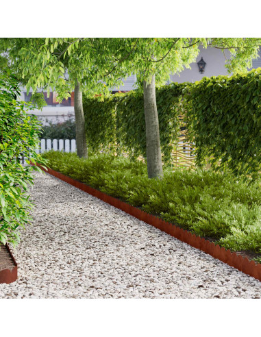 Bordura per Prato 30 pcs 103 x 15 cm Acciaio Ruggine