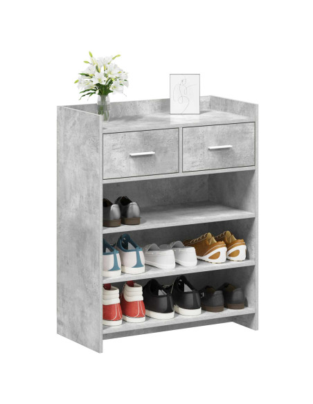 Mobile per scarpe con cassetto Grigio Cemento 73,5 x 36 x 92 cm