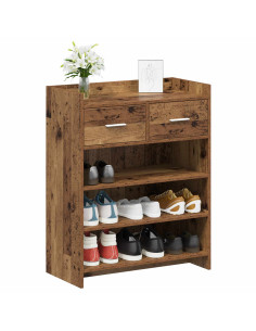 Mobile per scarpe con cassetto Legno antico 73,5 x 36 x 92 cm 2