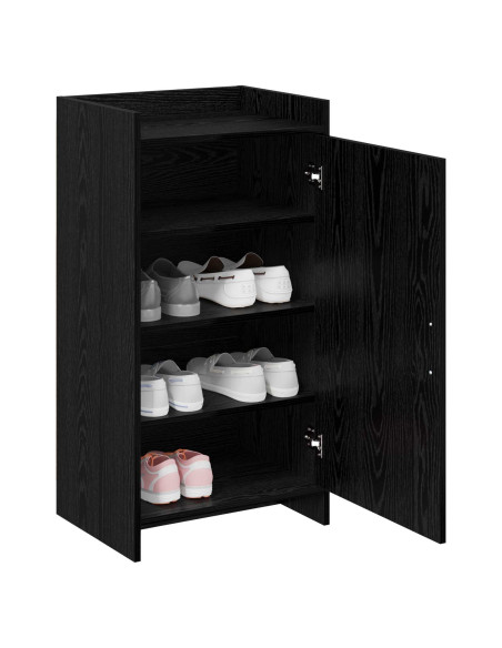 Mobile per scarpe con archiviazione Rovere Nero 48 x 36 x 92 cm