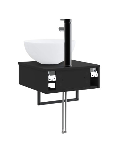 Lavabo da Parete Nero 40 x 41 x 40,5 cm Legno ingegnerizzato