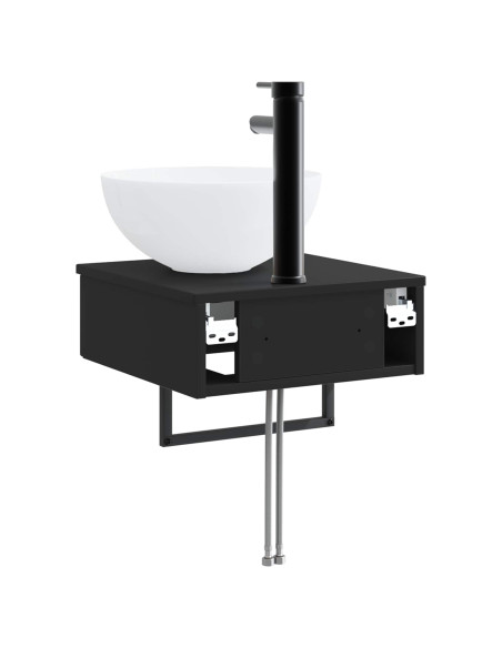 Lavabo da Parete Nero 40 x 41 x 40,5 cm Legno ingegnerizzato