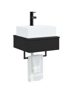 Lavabo da Parete Nero 40 x 41 x 39 cm Legno ingegnerizzato 2