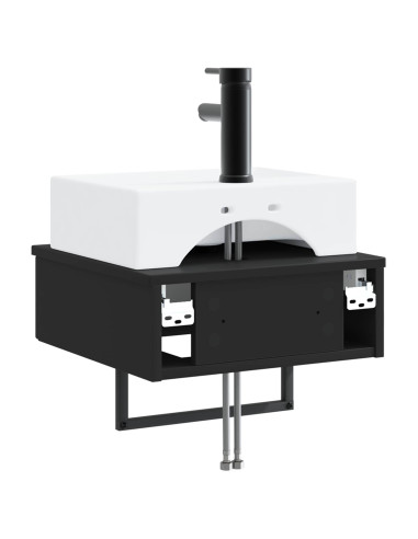 Lavabo da Parete Nero 40 x 41 x 39 cm Legno ingegnerizzato