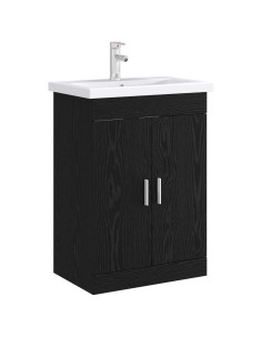 Mobiletto da Bagno Sotto Lavabo Rovere Nero 78,5 x 37,5 x 81 cm 2