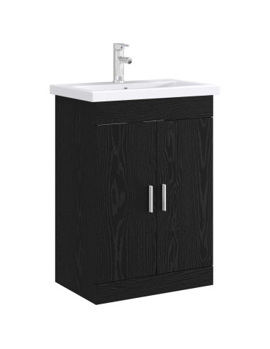Mobiletto da Bagno Sotto Lavabo Rovere Nero 78,5 x 37,5 x 81 cm
