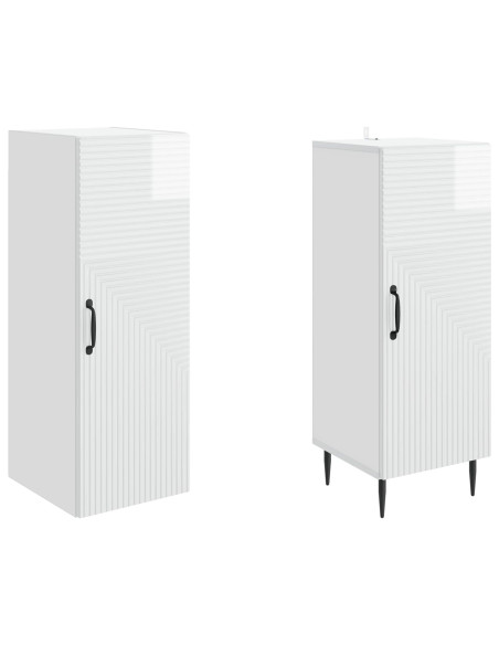 Set di armadi 2 pcs Bianco Lucido 33 x 34,5 x 89,5 cm