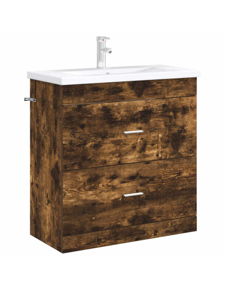 Mobiletto da Bagno Sotto Lavabo Rovere Fumo 78,5 x 37,5 x 81 cm