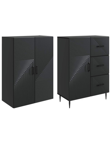 Set di armadi 2 pcs Nero 66 x 34,5 x 89,5 cm