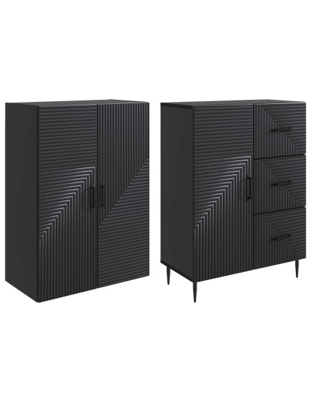 Set di armadi 2 pcs Nero 66 x 34,5 x 89,5 cm