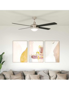 Ventilatore da soffitto con luce e telecomando Ø 130 cm Nero