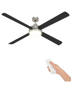 Ventilatore da soffitto con luce e telecomando Ø 130 cm Nero 2
