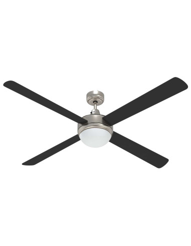 Ventilatore da soffitto con luce e telecomando Ø 130 cm Nero