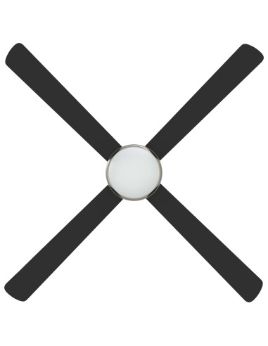 Ventilatore da soffitto con luce e telecomando Ø 130 cm Nero