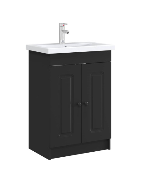 Mobiletto da bagno sotto il lavello Nero 56 x 37,5 x 81 cm