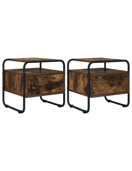 Armadio da Notte 2 pz Rovere Fumo 40 x 39,5 x 40 cm