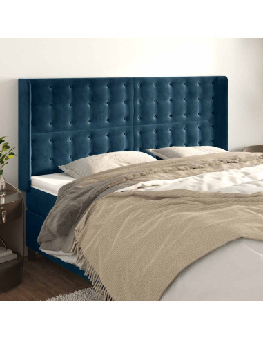 Testiera ad Orecchio Blu Scuro 163x16x118/128 cm in Velluto