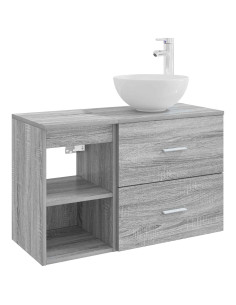 Set di mobili per il bagno 2 pcs Sonoma grigio