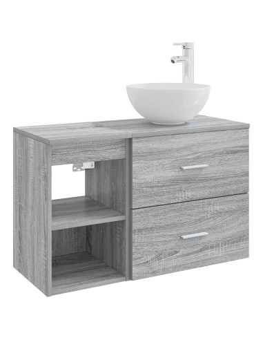 Set di mobili per il bagno 2 pcs Sonoma grigio