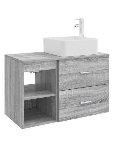 Set di mobili per il bagno 2 pcs Sonoma grigio