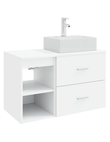 Set di mobili per il bagno 2 pcs Bianco Legno ingegnerizzato