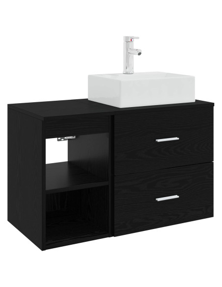 Set di mobili per il bagno 2 pcs Rovere Nero