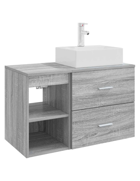 Set di mobili per il bagno 2 pcs Sonoma grigio