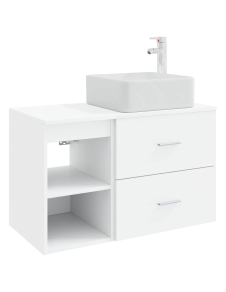 Set di mobili per il bagno 2 pcs Bianco Legno ingegnerizzato