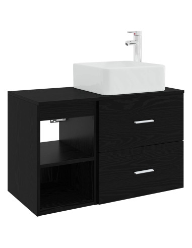 Set di mobili per il bagno 2 pcs Rovere Nero