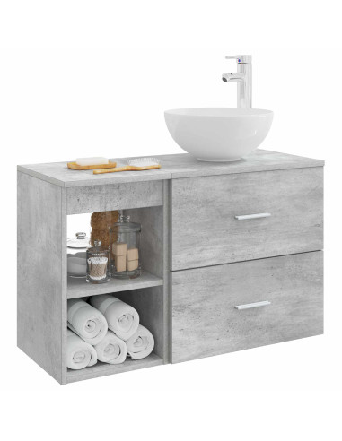 Set di mobili per il bagno 2 pcs Grigio Cemento
