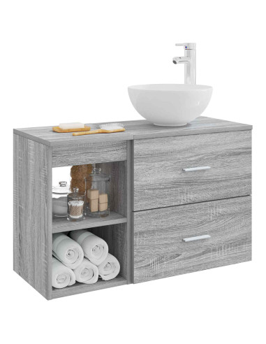Set di mobili per il bagno 2 pcs Sonoma grigio