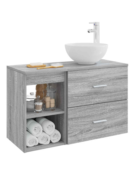 Set di mobili per il bagno 2 pcs Sonoma grigio