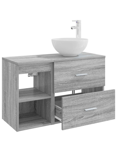 Set di mobili per il bagno 2 pcs Sonoma grigio