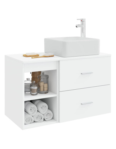Set di mobili per il bagno 2 pcs Bianco Legno ingegnerizzato