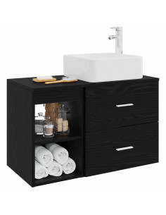 Set di mobili per il bagno 2 pcs Rovere Nero 2