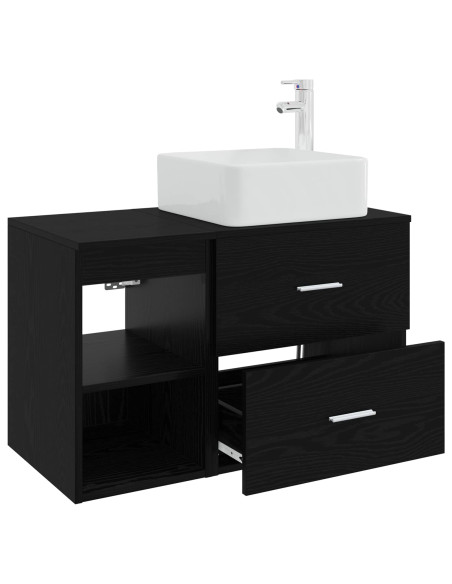 Set di mobili per il bagno 2 pcs Rovere Nero