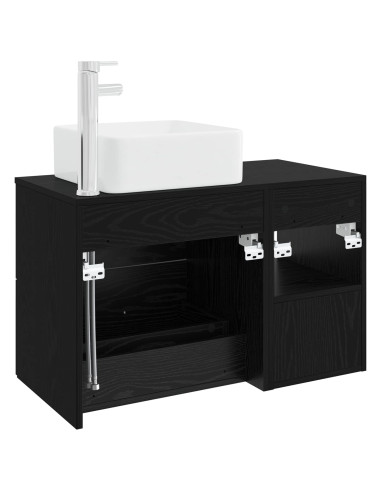 Set di mobili per il bagno 2 pcs Rovere Nero