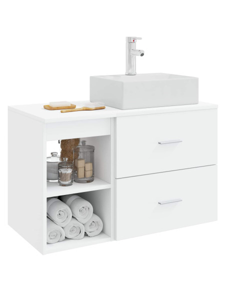 Set di mobili per il bagno 2 pcs Bianco Legno ingegnerizzato