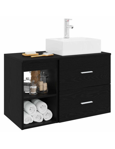 Set di mobili per il bagno 2 pcs Rovere Nero