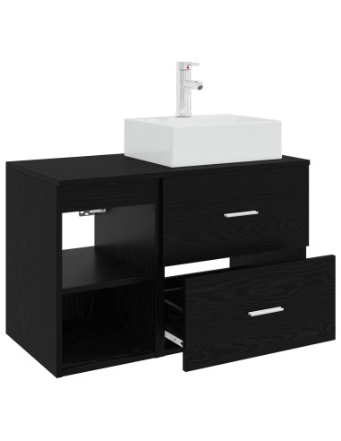 Set di mobili per il bagno 2 pcs Rovere Nero