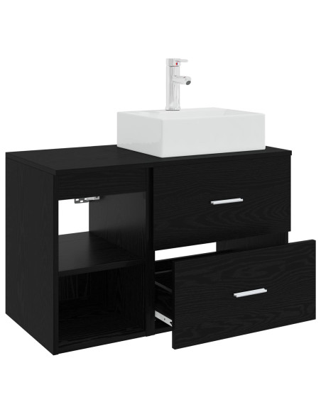 Set di mobili per il bagno 2 pcs Rovere Nero