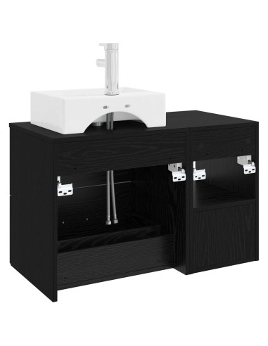 Set di mobili per il bagno 2 pcs Rovere Nero