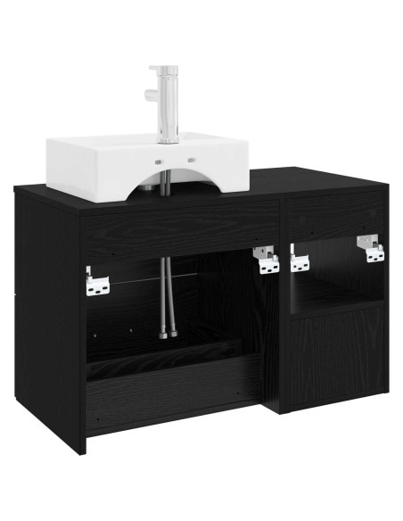 Set di mobili per il bagno 2 pcs Rovere Nero