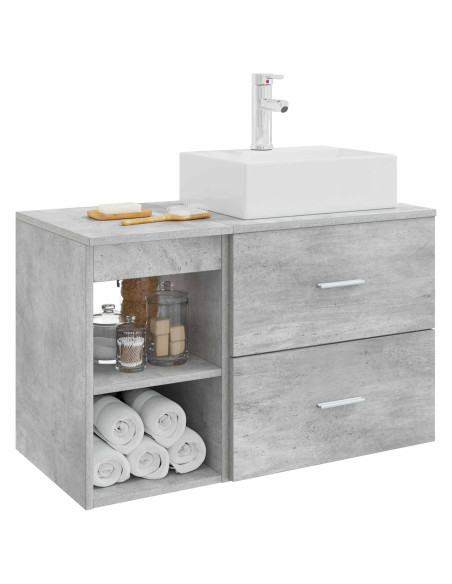 Set di mobili per il bagno 2 pcs Grigio Cemento