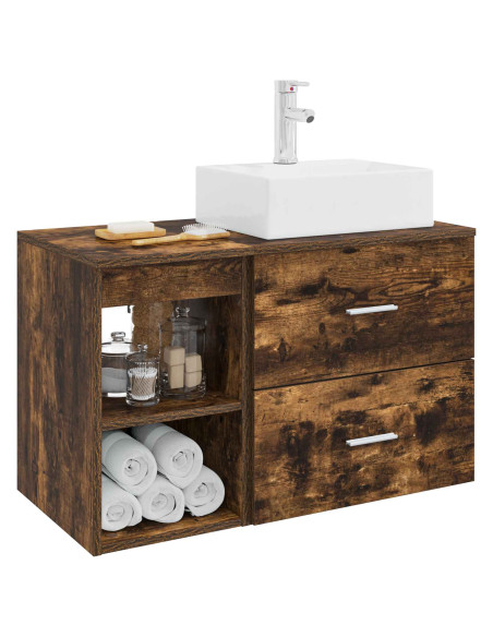 Set di mobili per il bagno 2 pcs Rovere Fumo